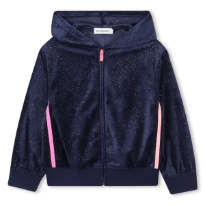 FELPA CON CAPPUCCIO IN VELLUTO BLU GLIETTERATA BILLIEBLUSH