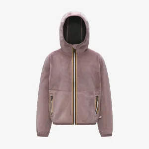 FELPA CON CAPPUCCIO IN VELLUTO ROSA K-WAY