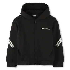 FELPA CON CERNIERA CON LOGO IN RILIEVO BIANCO KARL LAGERFELD