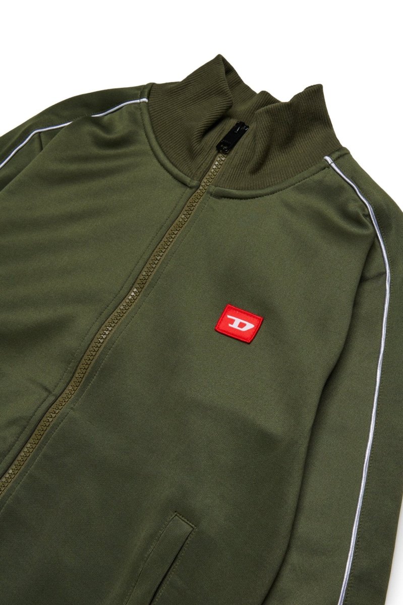 FELPA CON ZIP ACETATO VERDE CON LOGO ROSSO DIESEL - immagine 4