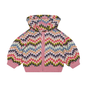 FELPA CON ZIP ZIG ZAG ROSA/MULTICOLORE MISSONI