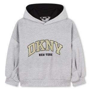 FELPA GRIGIA CON CAPPUCCIO DKNY