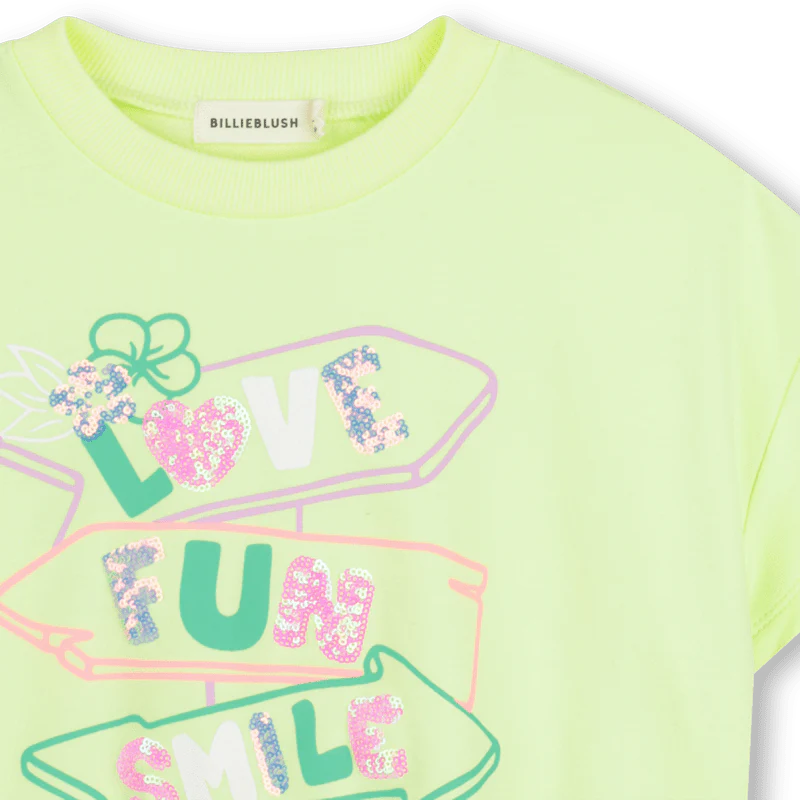 FELPA MANICA CORTA FLUO CON STAMPA BILLIEBLUSH - immagine 3