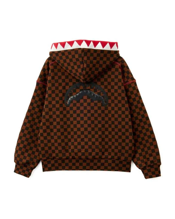 FELPA MARRONE A QUADRI CON ZIP SPRAYGROUND - immagine 3