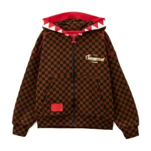 FELPA MARRONE A QUADRI CON ZIP SPRAYGROUND