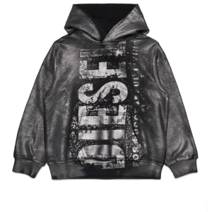 FELPA NERA CON CAPPUCCIO CON LOGO MAXI DIESEL