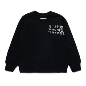 FELPA NERA CON LOGO NUMERICO BIANCO MAISON MARGIELA