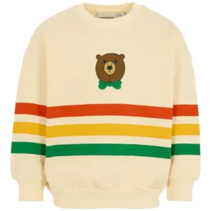 FELPA PANNA A RIGHE MULTICOLORE CON ORSO MINI RODINI