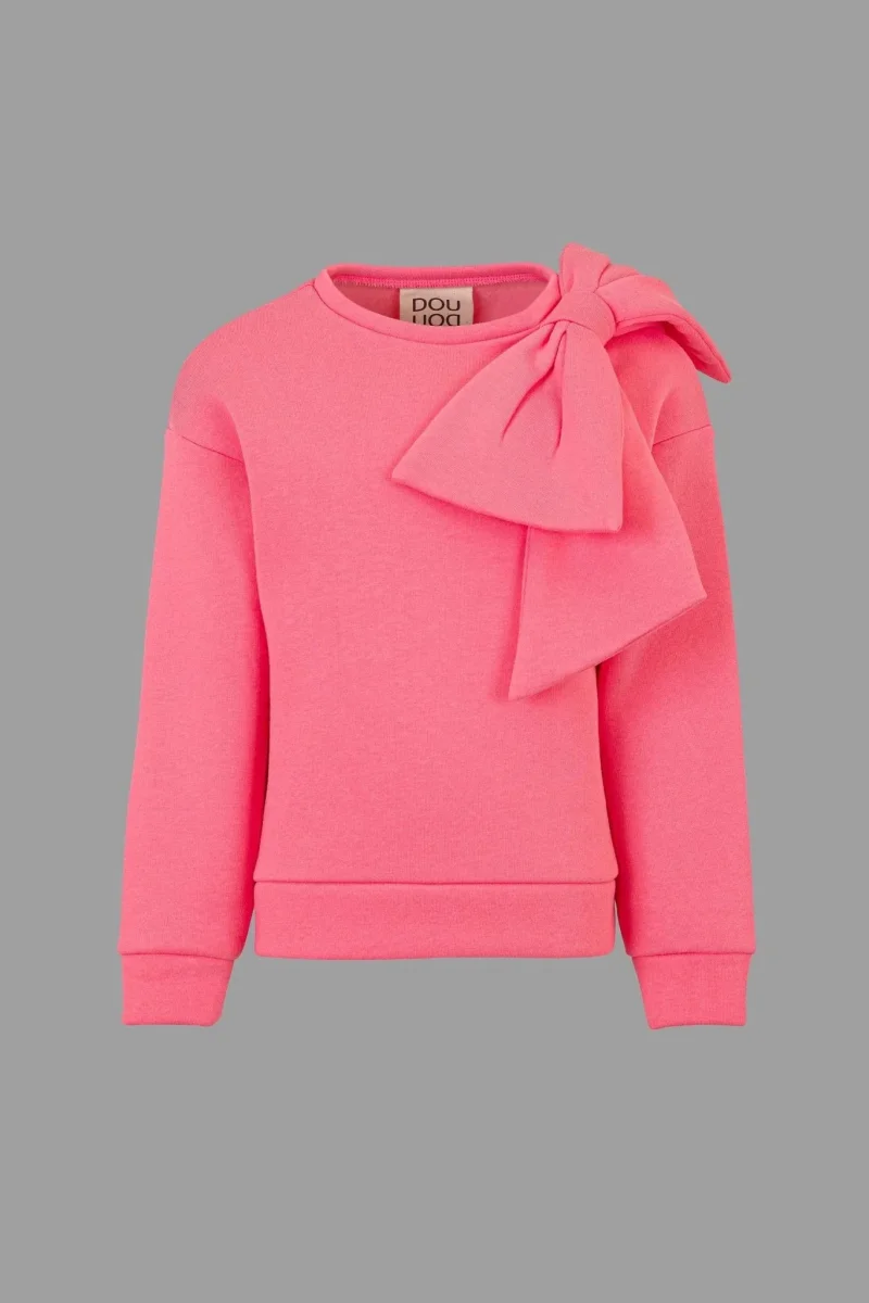 FELPA ROSA CON FIOCCO DOUUOD - immagine 2