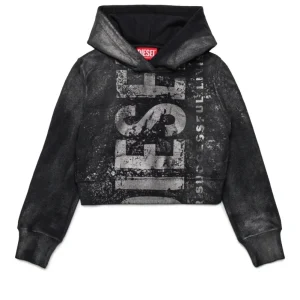 FELPA SFUMATA CON CAPPUCCIO NERA/GRIGIA DIESEL