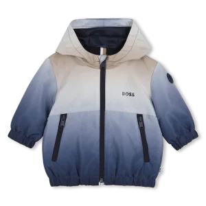 GIACCA A VENTO SFUMATA BLU-BEIGE CON LOGO GOMMATO BOSS