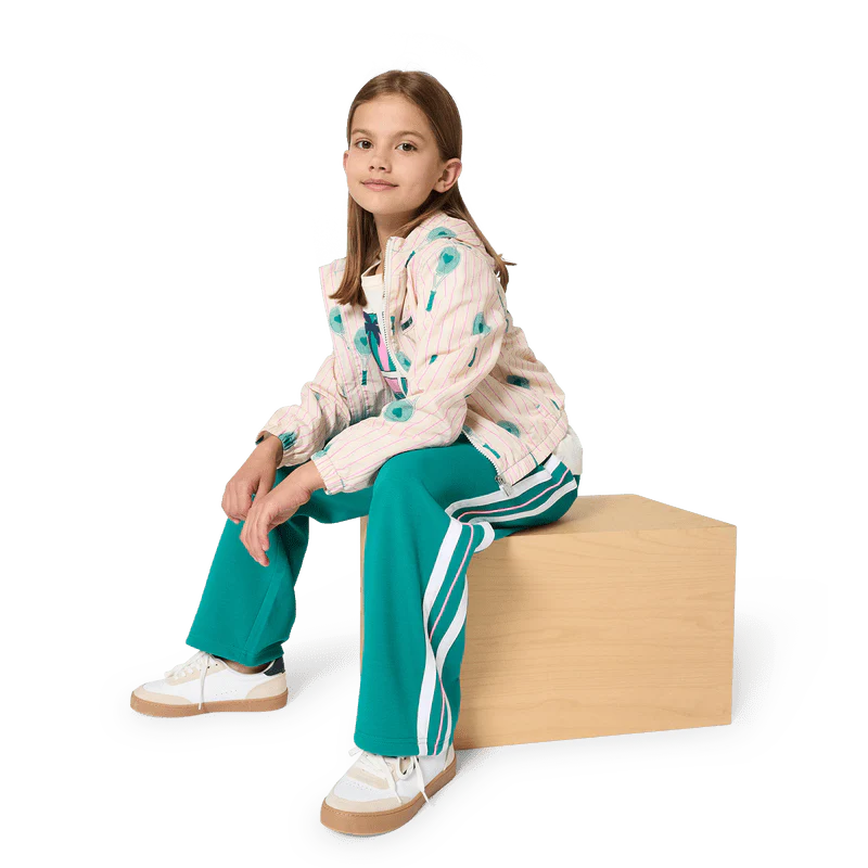GIACCA ANTIVENTO BEIGE A RIGHE ROSA CON FANTASIA VERDE KIDS AROUND - immagine 4