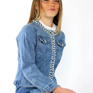 Giacca in jeans con perle