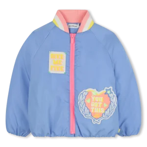 GIACCA CELESTE CON ZIP ROSA FLUO BILLIEBLUSH