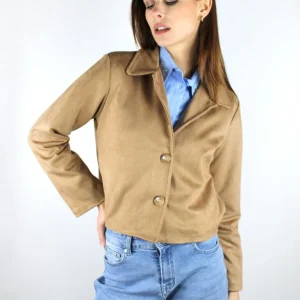 Giacca corta effetto camoscio