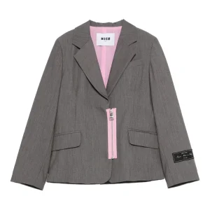 GIACCA GRIGIA CON ZIP ROSA MSGM