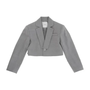 GIACCA GRIGIA CORTA CON RICAMO LOGO PINKO