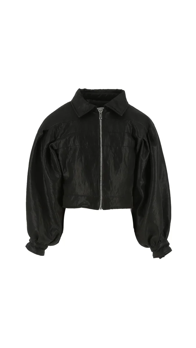 GIACCA IN ECOPELLE CON PIEGHE NERO DONDUP - immagine 2