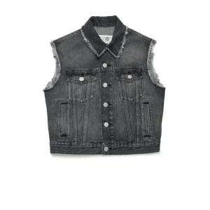 GIACCA SMANICATA IN DENIM NERO MAISON MARGIELA