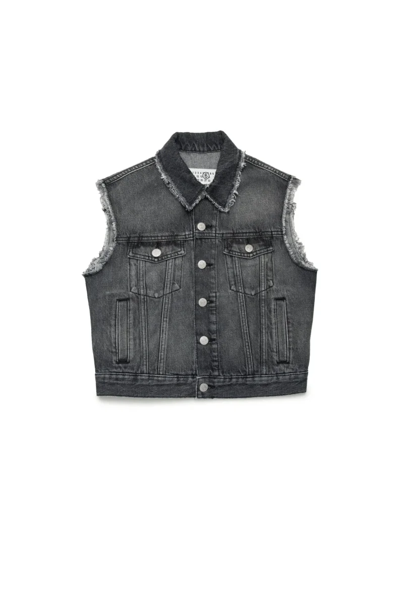 GIACCA SMANICATA IN DENIM NERO MAISON MARGIELA