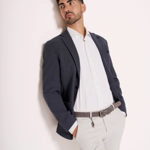 Giacca sfoderata microfantasia blu