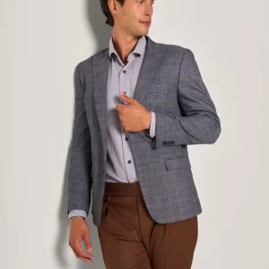 Giacca slim fit a quadri uomo