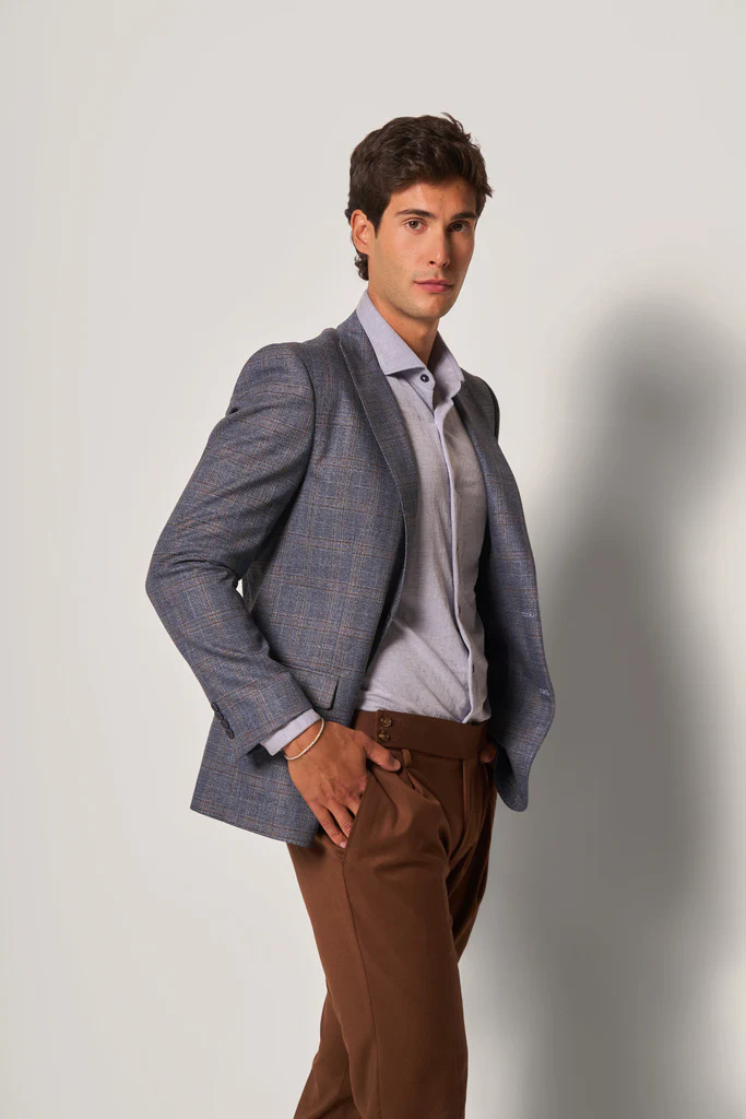 Giacca slim fit a quadri uomo - immagine 4