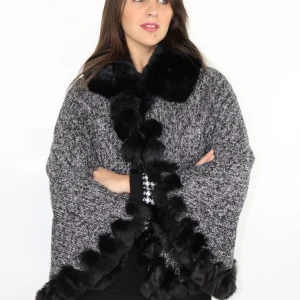 Mantella melange con collo