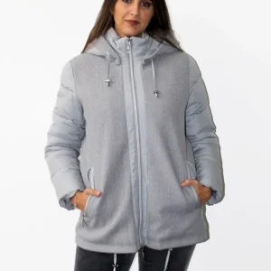 Giaccone in tessuto con maniche trapuntate