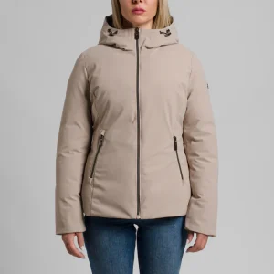 Giacca donna imbottita con cappuccio e tasche con zip