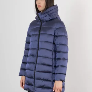 Piumino reversibile donna lungo con cappuccio