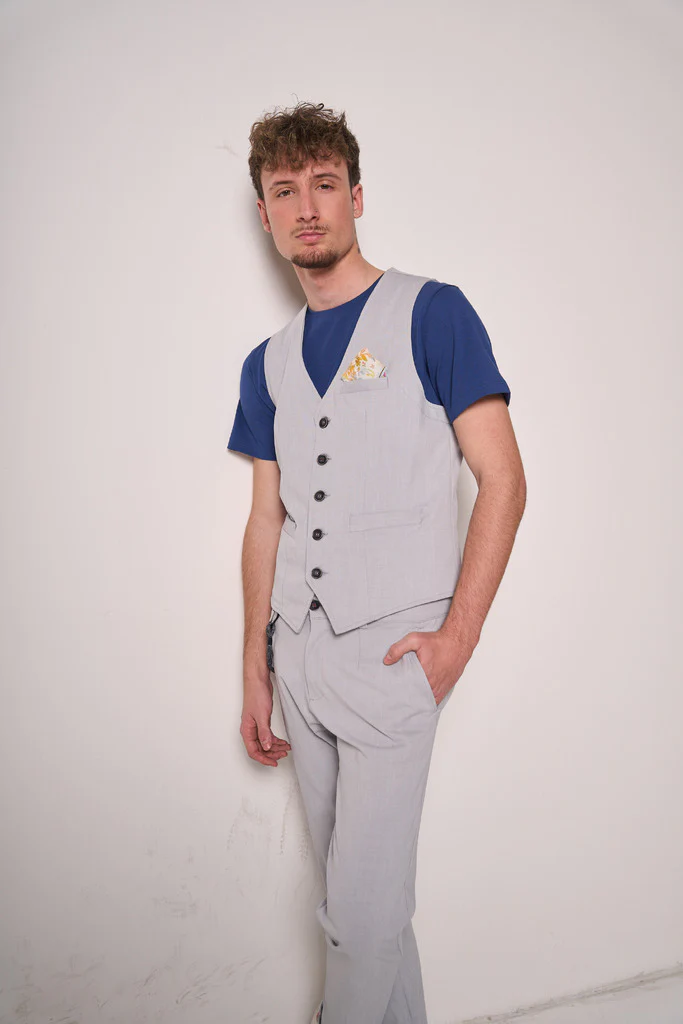 Gilet Uomo Grigio Slim Fit