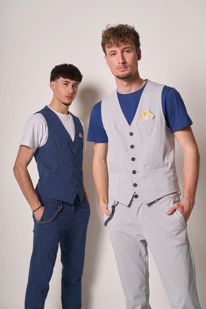 Gilet Uomo Blu Slim Fit - immagine 3