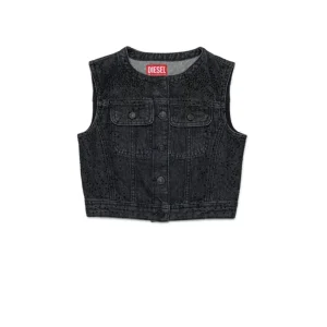 GILET IN DENIM NERO BRILLANTINATO DIESEL