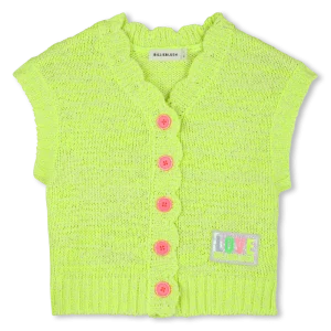 GILET IN MAGLIA VERDE LIME CON BOTTONI ROSA FLUO BILLIEBLUSH
