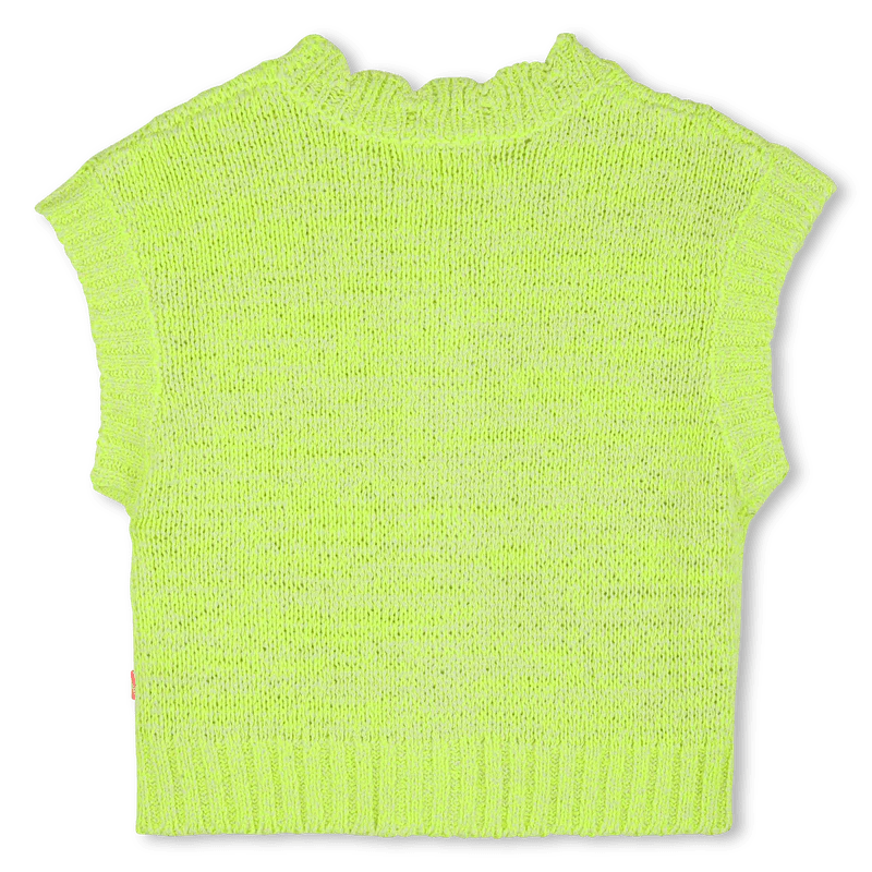 GILET IN MAGLIA VERDE LIME CON BOTTONI ROSA FLUO BILLIEBLUSH - immagine 3