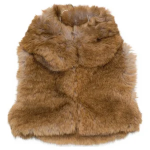 GILET IN PELLICCIA MARRONE CON CAPPUCCIO DOUUOD