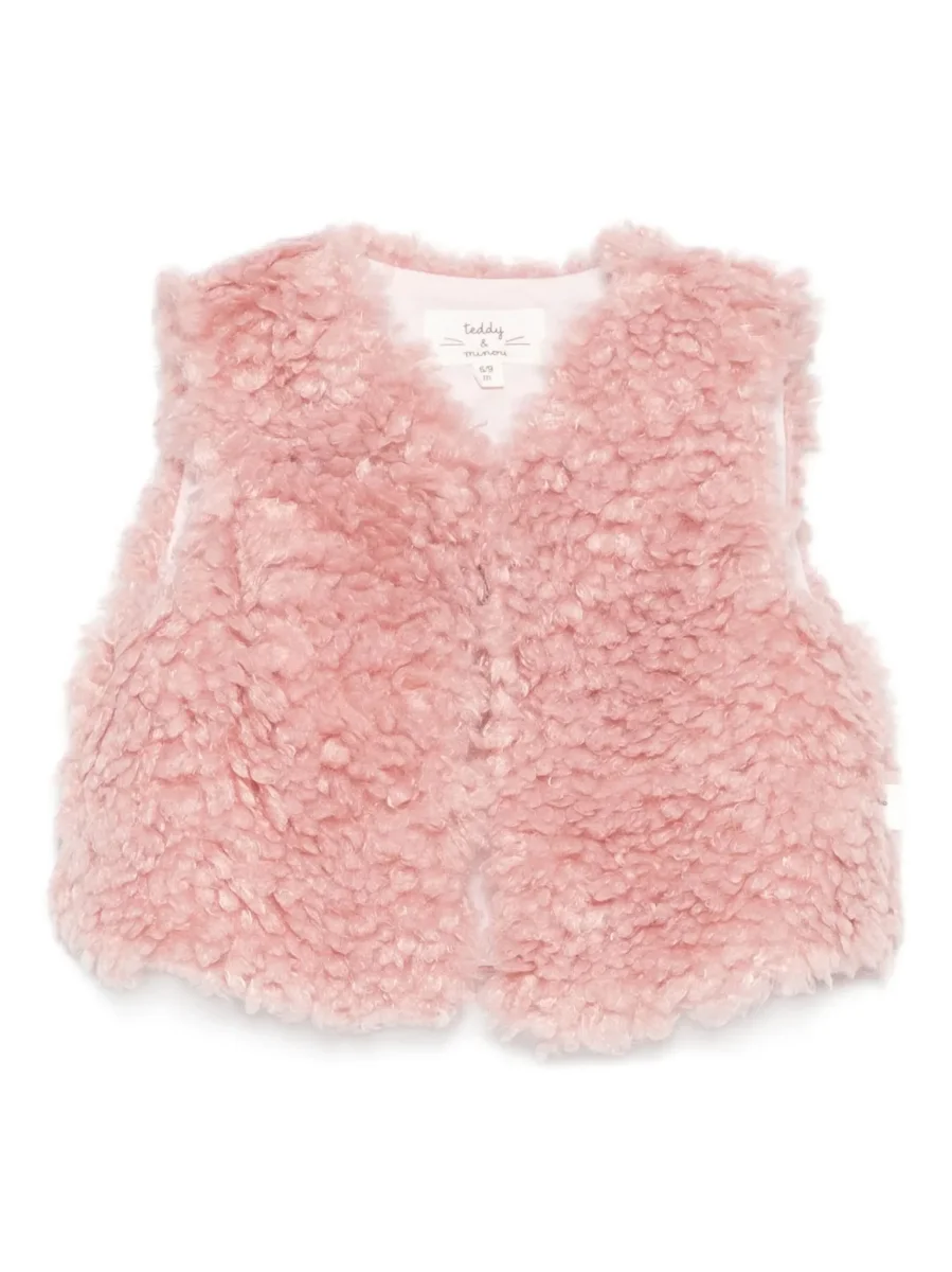 GILET PER NEONATA IN PILE ROSA TEDDY&MINOU