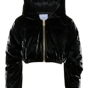 GIUBBINO CON CAPPUCCIO CROPPED NERO PINKO