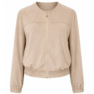 Bomber Donna Effetto Suede con Zip Dorata