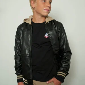 Giacca ecopelle con cappuccio