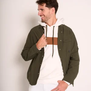 Giubbotto verde militare con tascone e chiusura a bottoni