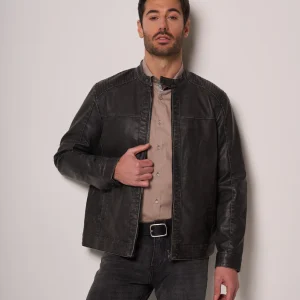 Giubbotto Uomo in Ecopelle Stile Biker