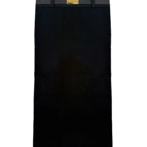 GONNA A COSTINE NERA CON CINTURINO E PLACCA IN ORO ELISABETTA FRANCHI