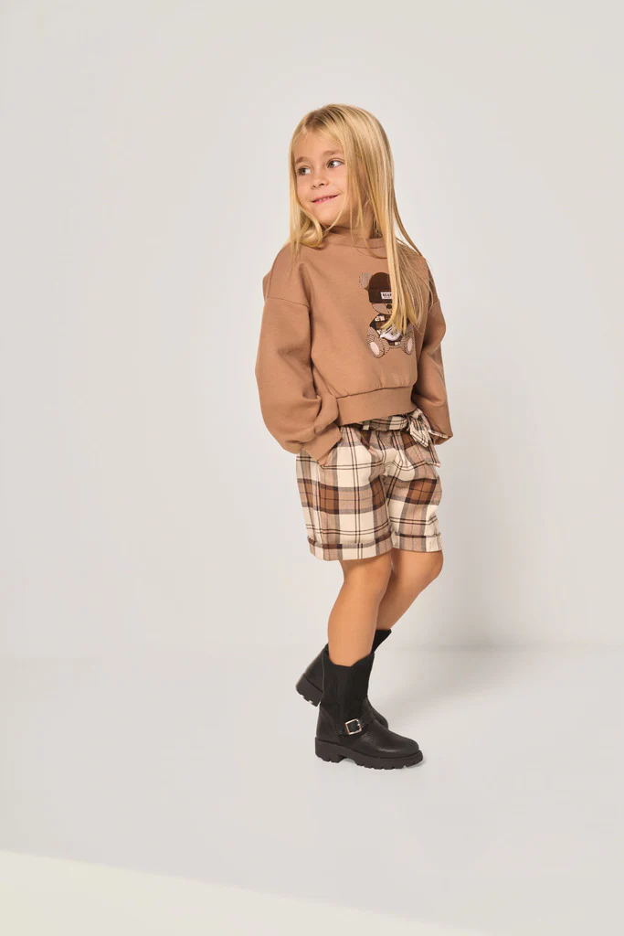 Pantalone corto bambina a quadri - immagine 3