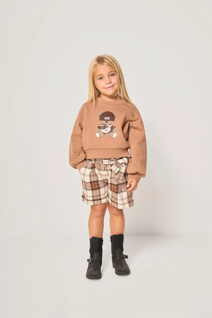 Pantalone corto bambina a quadri - immagine 2