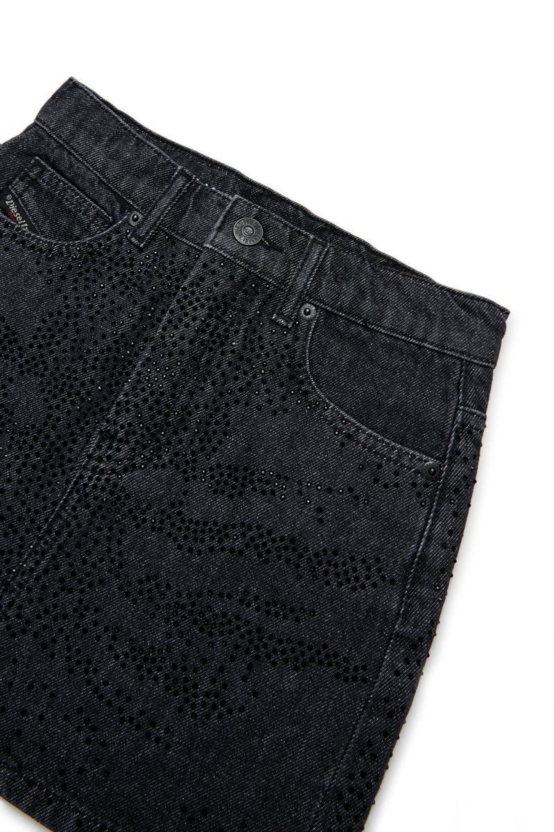 GONNA IN DENIM NERA BRILLANTINATA DIESEL - immagine 4