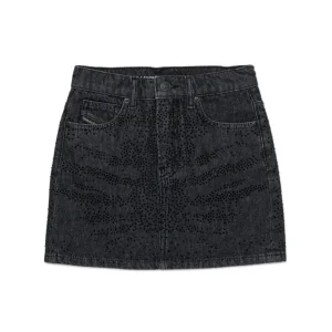 GONNA IN DENIM NERA BRILLANTINATA DIESEL