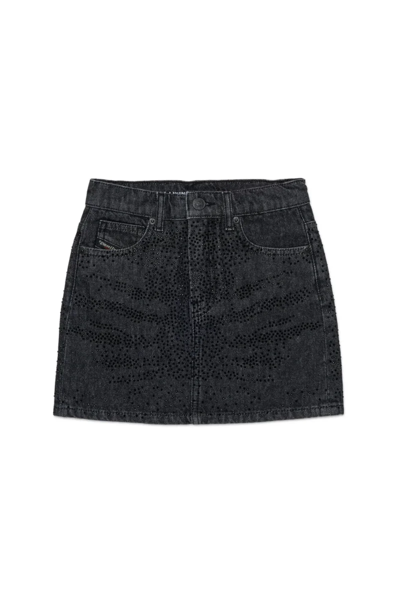 GONNA IN DENIM NERA BRILLANTINATA DIESEL