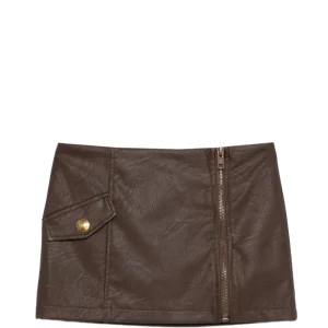 GONNA IN ECOPELLE CON ZIP MARRONE PINKO